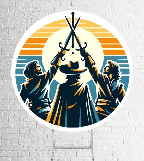 Painel De Festa Redondo 3 Mosqueteiros Em Tecido Helanca C/Elástico 1,50x1,50  PAINEL302