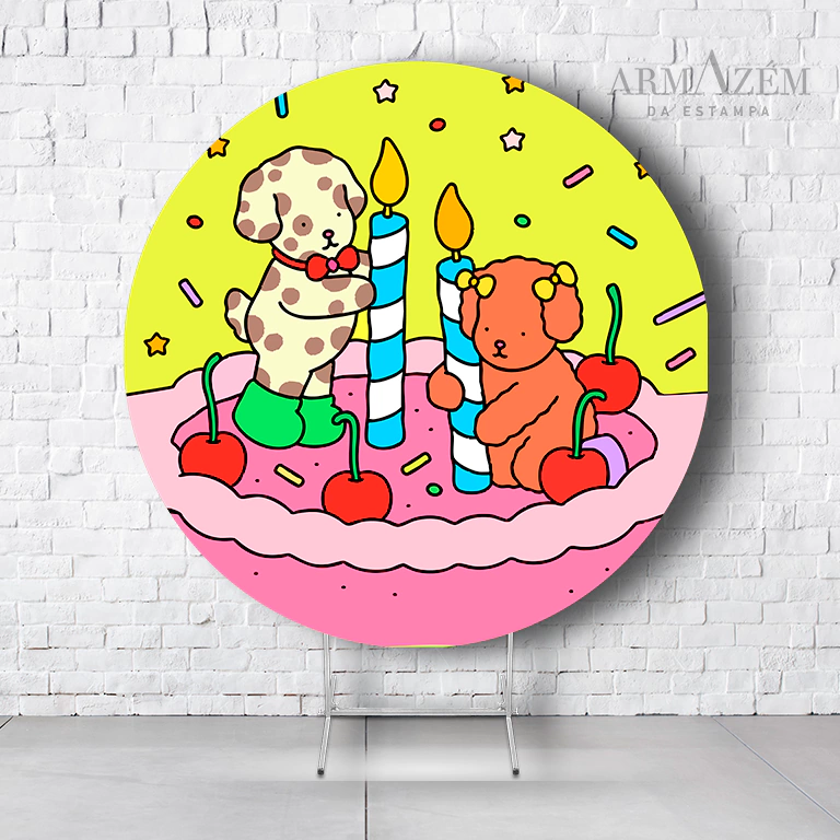 Painel De Festa Redondo Bobbie Goods Em Tecido Helanca C/Elástico 1,50x1,50 - Imagem 2