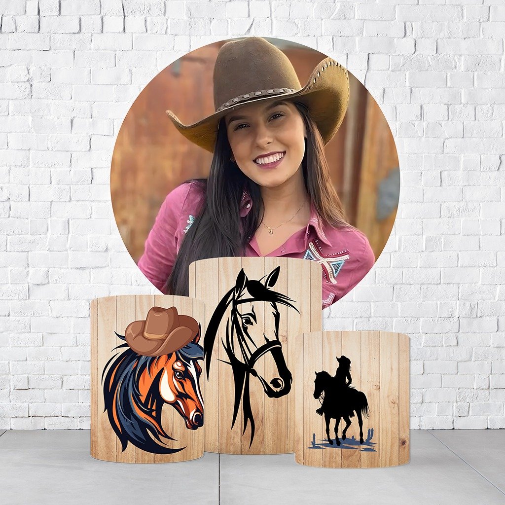 Kit Painel De Festa Boiadeira + Trio De Cilindros Em Tecido