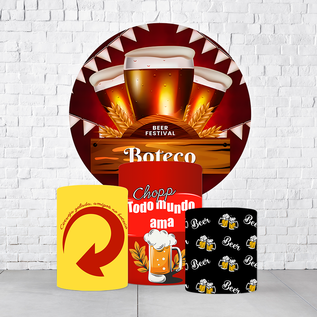 Kit Painel De Festa Boteco + Trio De Cilindros Em Tecido - Imagem 4
