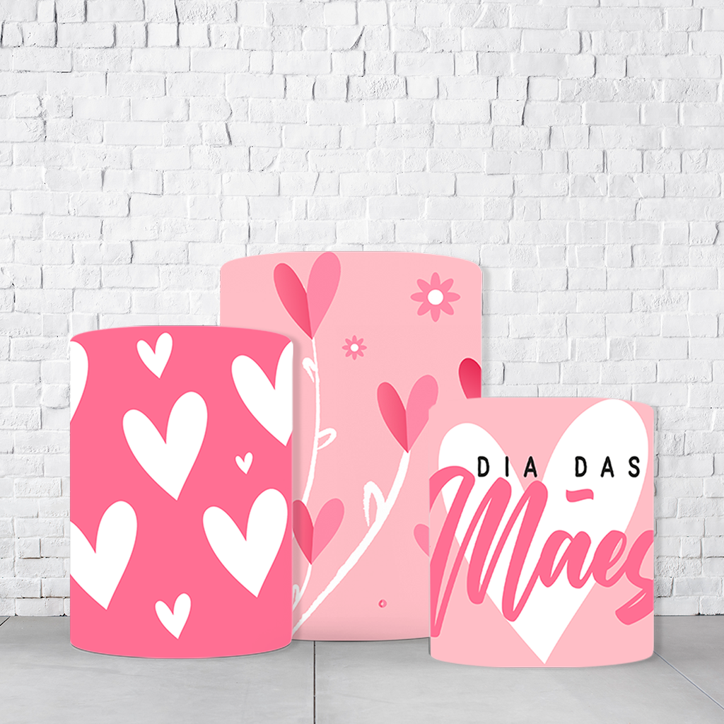 Trio de Cilindros Para Festas Dia Das Mães Em Tecido Helanca C/Elástico - Imagem 1