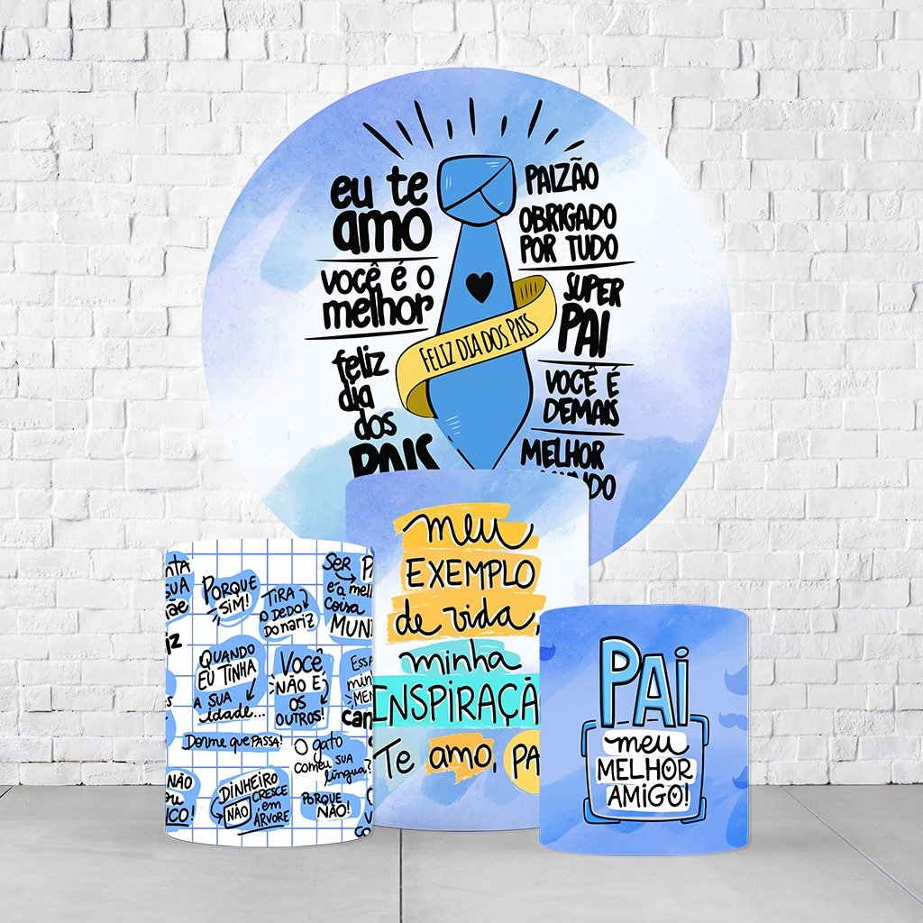 Kit Painel De Festa Dia Dos Pais + Trio De Cilindros Em Tecido - Imagem 3
