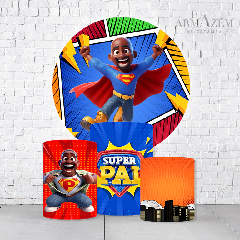 Kit Painel De Festa Dia Dos Pais + Trio De Cilindros Em Tecido - Imagem 4