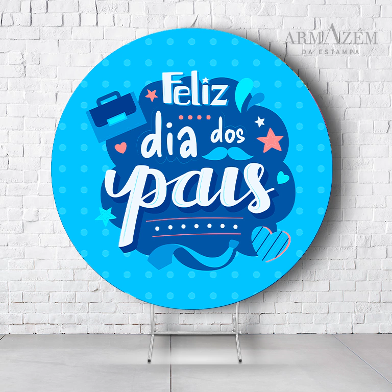 Painel De Festa Redondo Dia Dos Pais Em Tecido Helanca C/Elástico 1,50x1,50 - Imagem 3