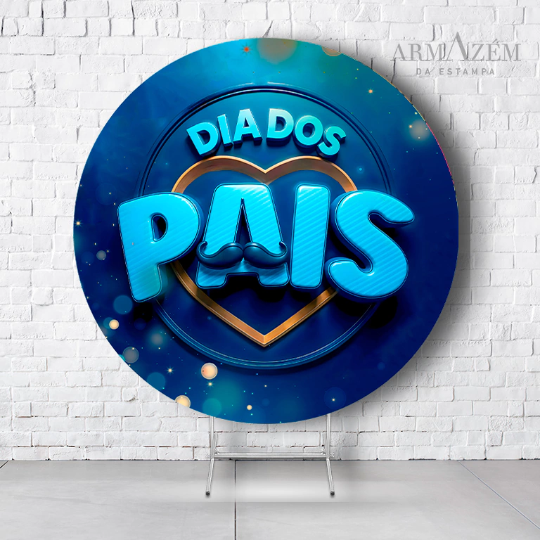 Painel De Festa Redondo Dia Dos Pais Em Tecido Helanca C/Elástico 1,50x1,50 - Imagem 2