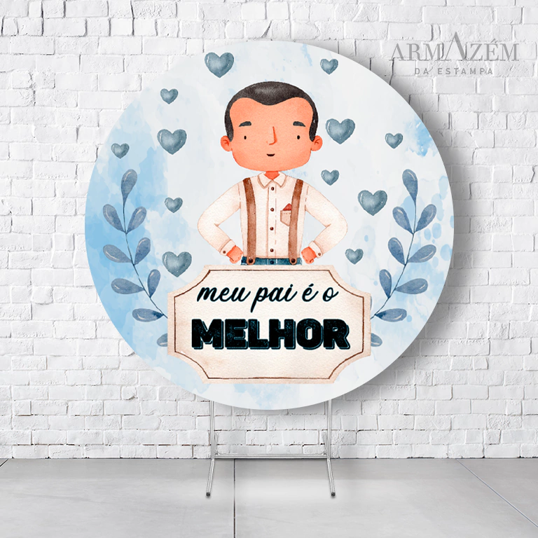 Painel De Festa Redondo Dia Dos Pais Em Tecido Helanca C/Elástico 1,50x1,50 - Imagem 4