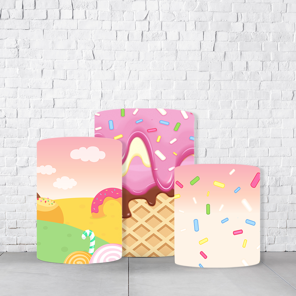 Trio de Cilindros Para Festas Doceria Em Tecido Helanca C/Elástico