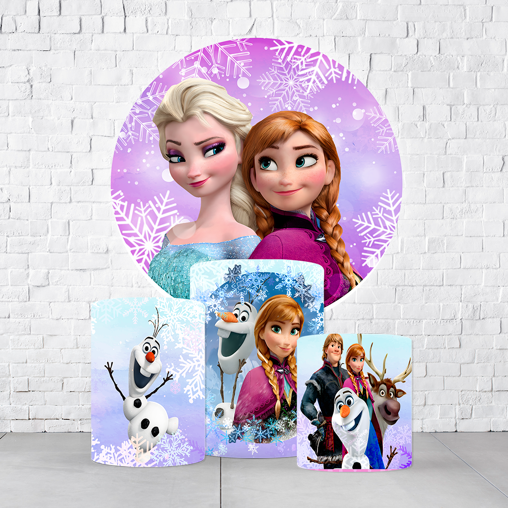 Kit Painel De Festa Frozen + Trio De Cilindros Em Tecido