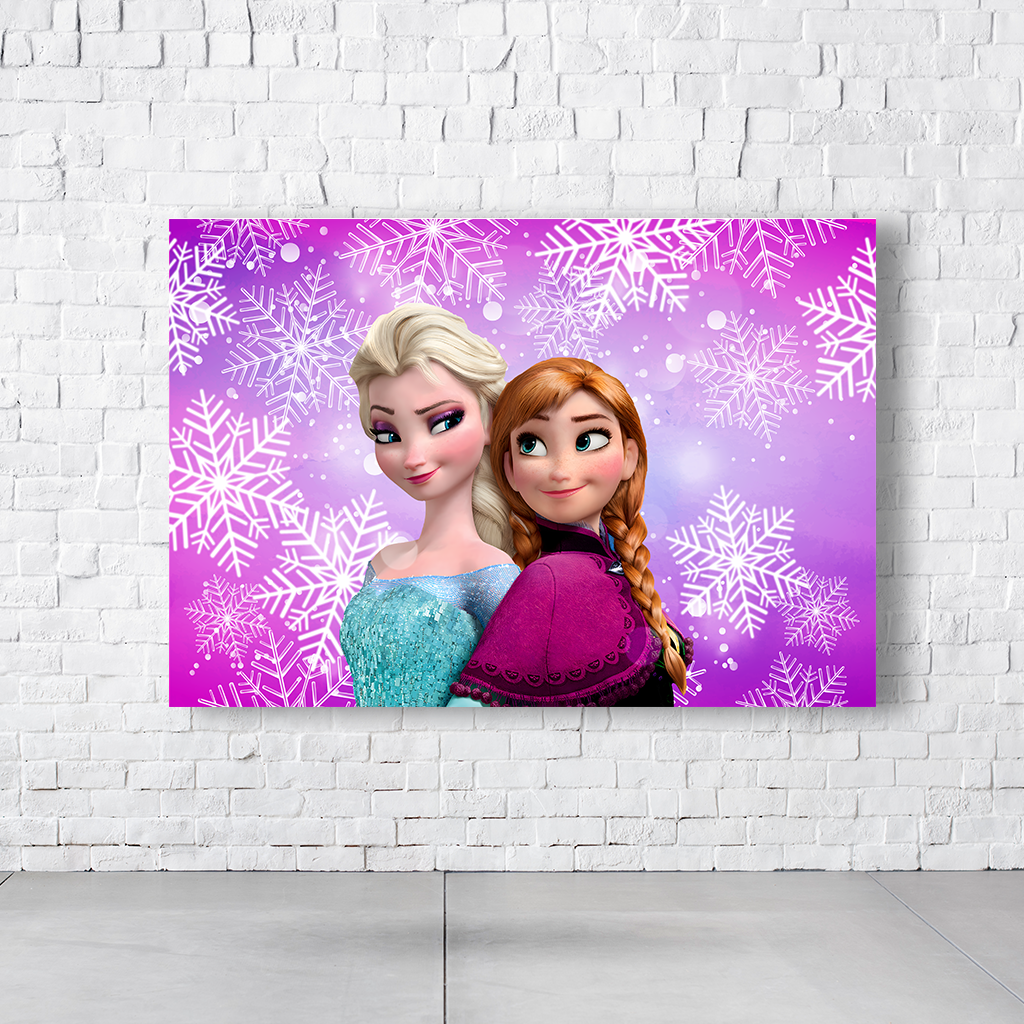 Painel Retangular Tema Frozen Em Tecido Oxford 100% Poliéster