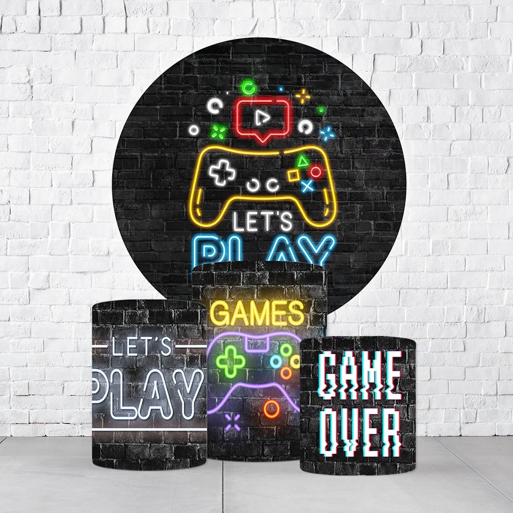 Kit Painel De Festa Gamer + Trio De Cilindros Em Tecido - Imagem 2