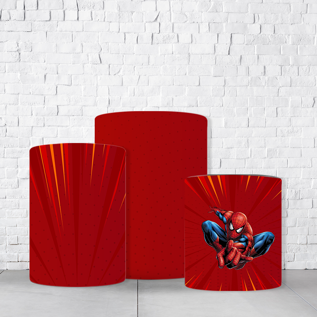 Trio de Cilindros Para Festas Homem-Aranha Em Tecido Helanca C/Elástico - Imagem 2