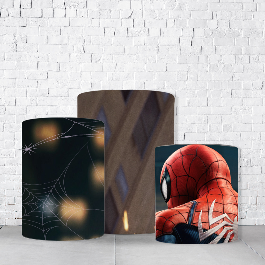 Trio de Cilindros Para Festas Homem-Aranha Em Tecido Helanca C/Elástico  TRIODE410