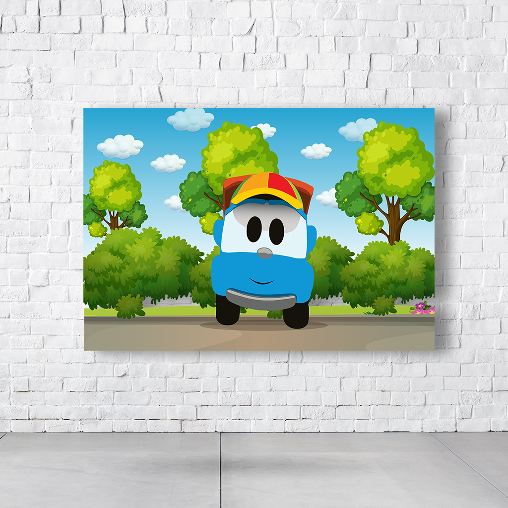 Painel Retangular Tema Léo O Caminhão Em Tecido Oxford 100% Poliéster