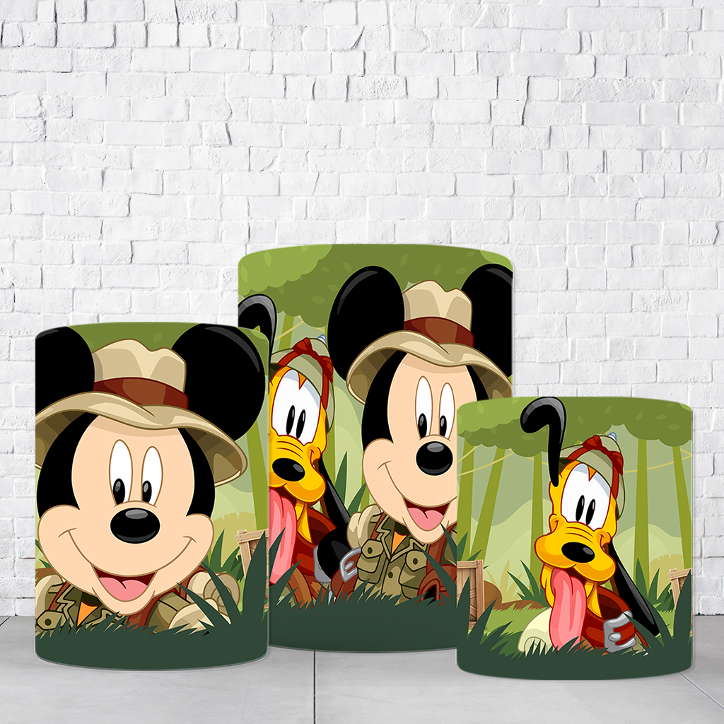 Trio de Cilindros Para Festas Mickey Em Tecido Helanca C/Elástico