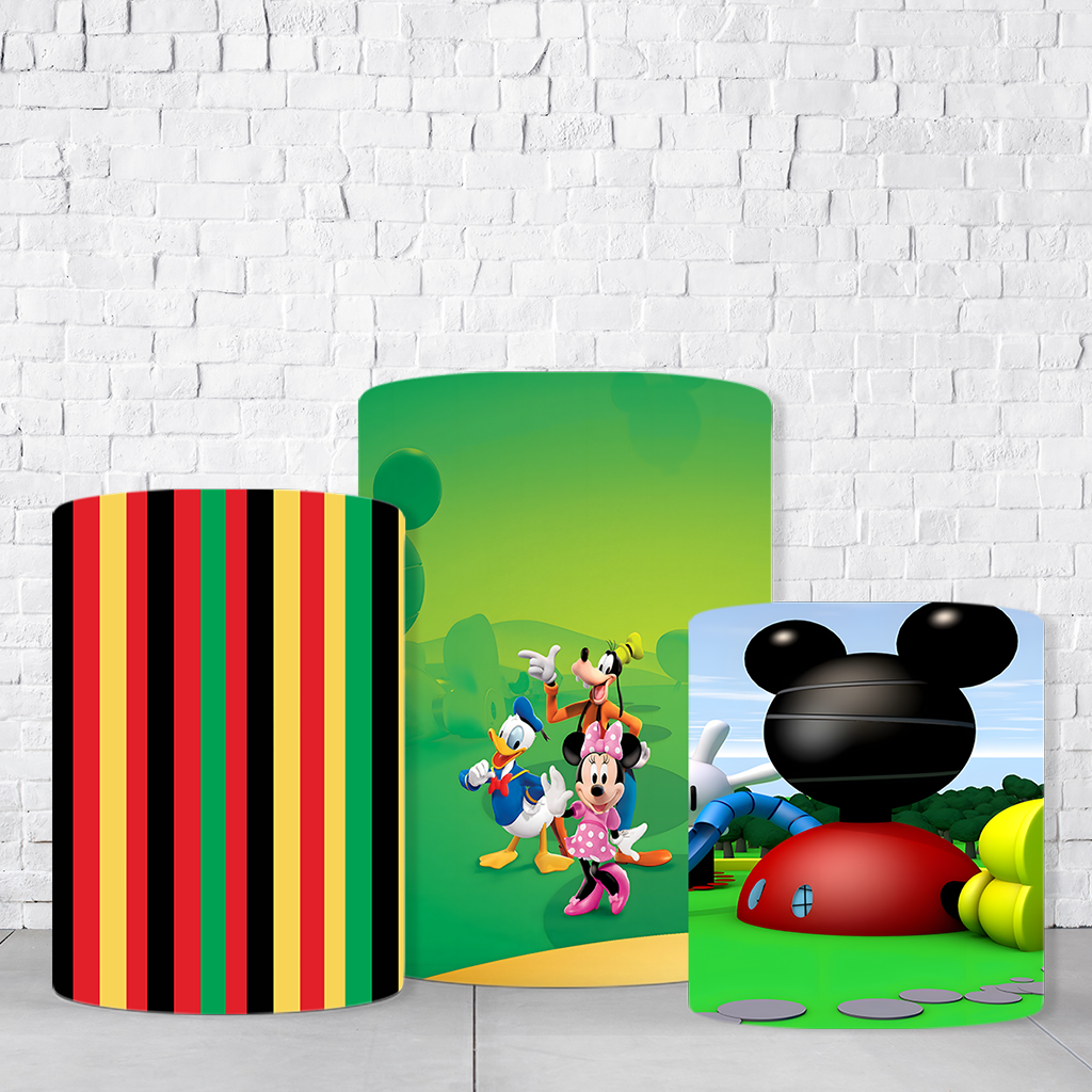 Trio de Cilindros Para Festas Mickey Em Tecido Helanca C/Elástico - Imagem 2