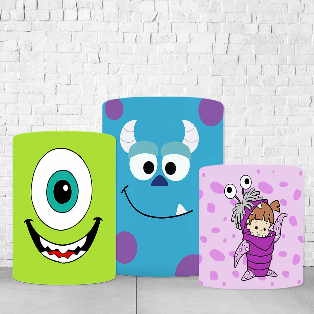 Trio de Cilindros Para Festas Monstros S.A. Em Tecido Helanca C/Elástico