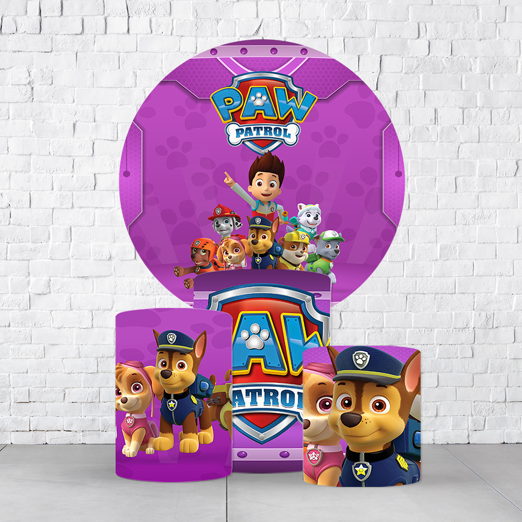 Kit Painel De Festa Patrulha Canina + Trio De Cilindros Em Tecido  KITPAI488