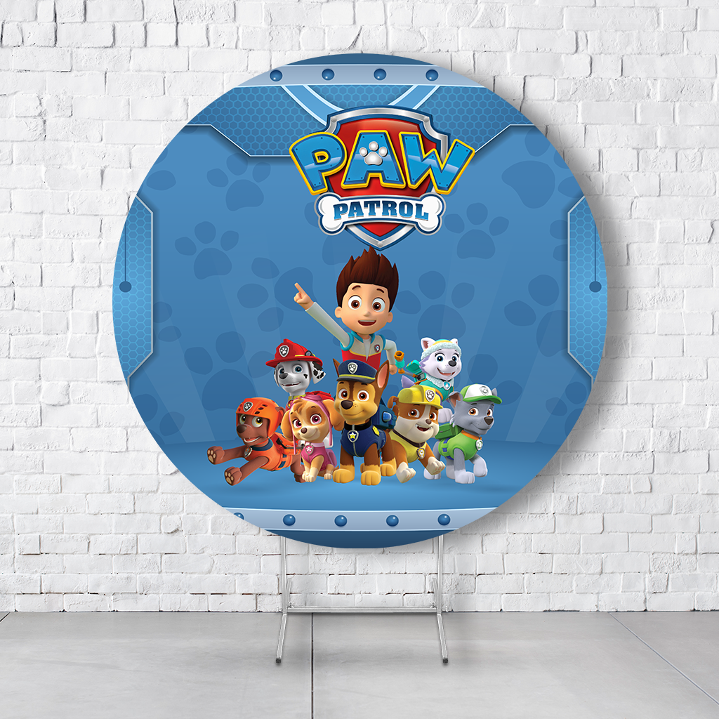 Painel De Festa Redondo Patrulha Canina Em Tecido Helanca C/Elástico 1,50x1,50 - Imagem 3