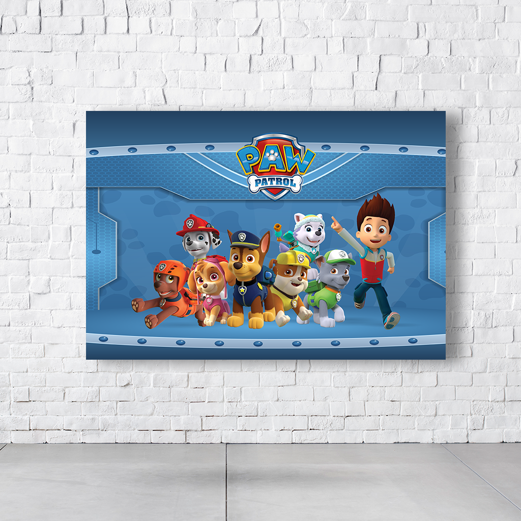 Painel Retangular Tema Patrulha Canina Em Tecido Oxford 100% Poliéster  PAINEL876
