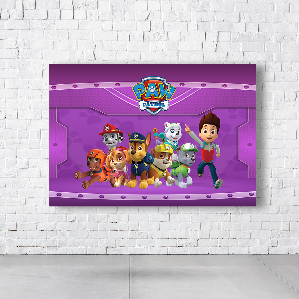 Painel Retangular Tema Patrulha Canina Em Tecido Oxford 100% Poliéster - Imagem 2