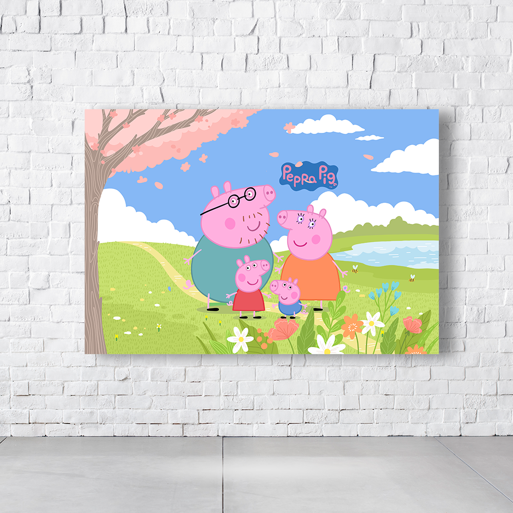 Painel Retangular Tema Peppa Pig Em Tecido Oxford 100% Poliéster