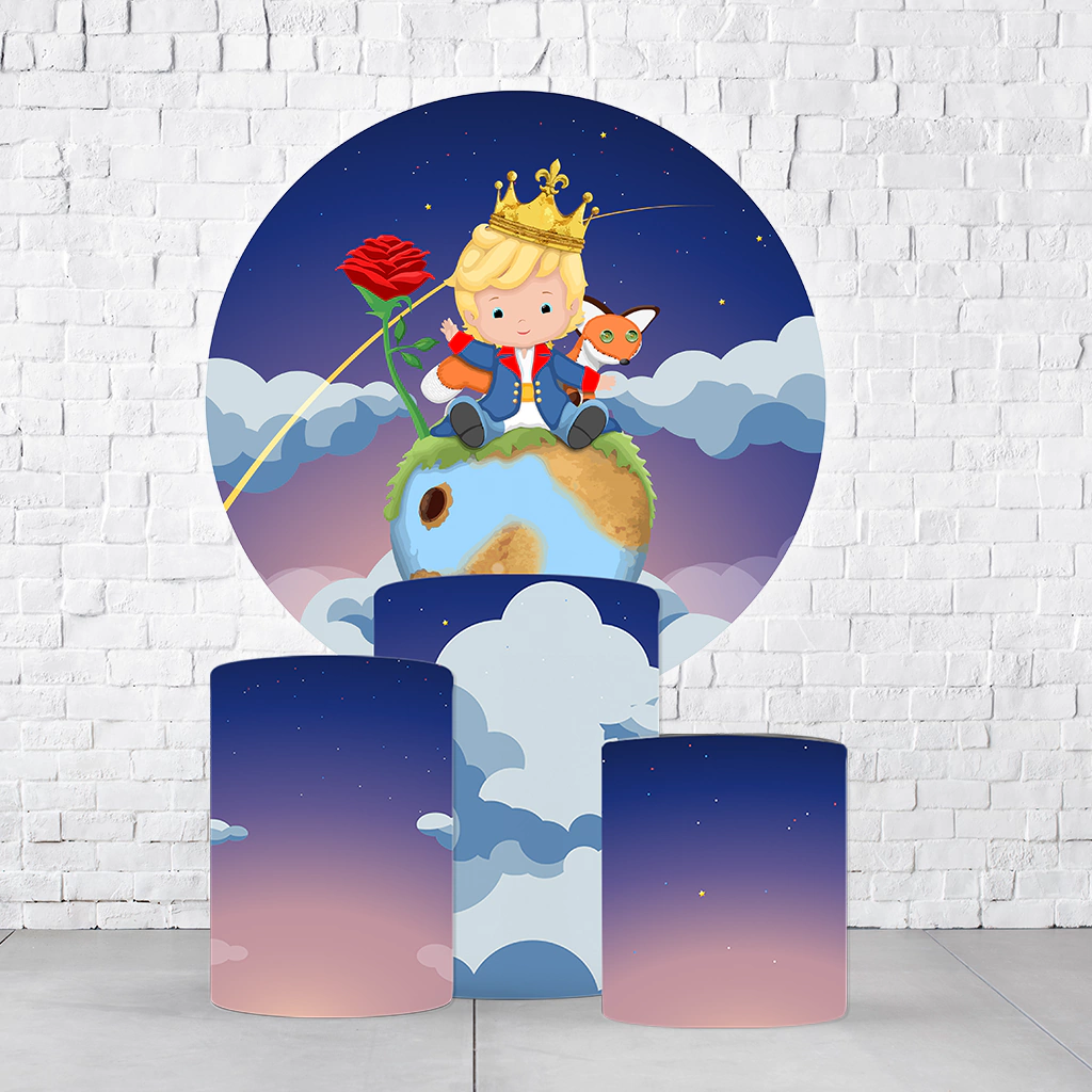 Kit Painel De Festa Pequeno Príncipe + Trio De Cilindros Em Tecido