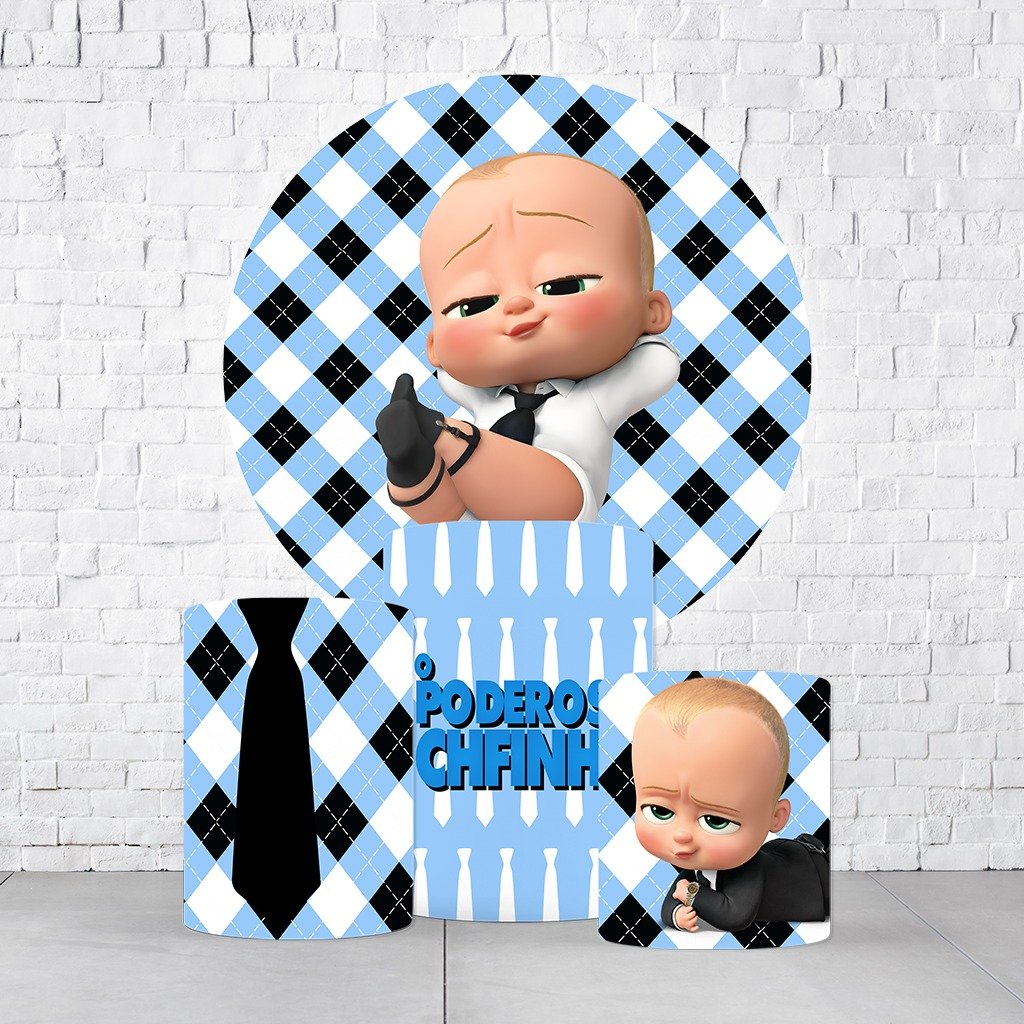 Kit Painel De Festa Poderoso Chefinho + Trio De Cilindros Em Tecido - Imagem 4