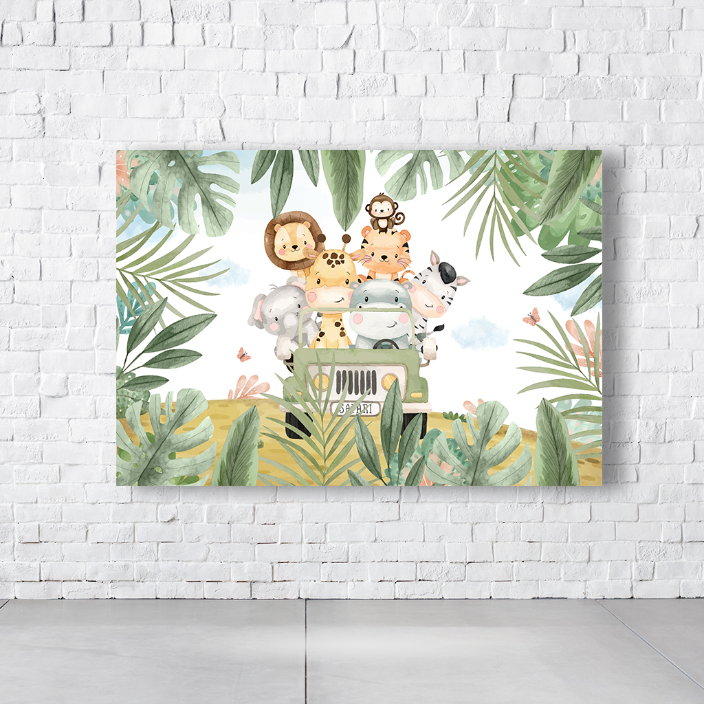 Painel Retangular Tema Safari Em Tecido Oxford 100% Poliéster