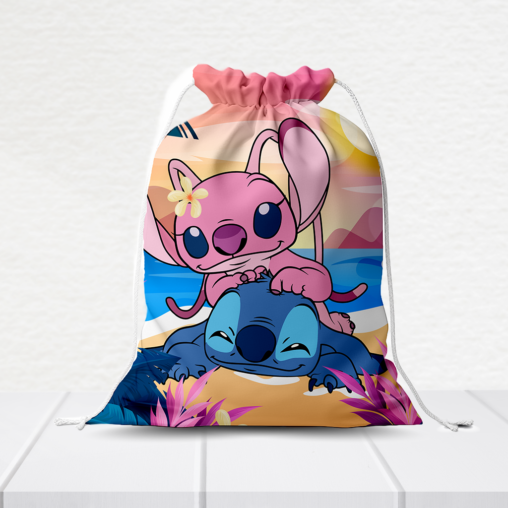 Sacolinha Personalizada Stitch e Angel 20Cm X 15Cm  SACOLI641