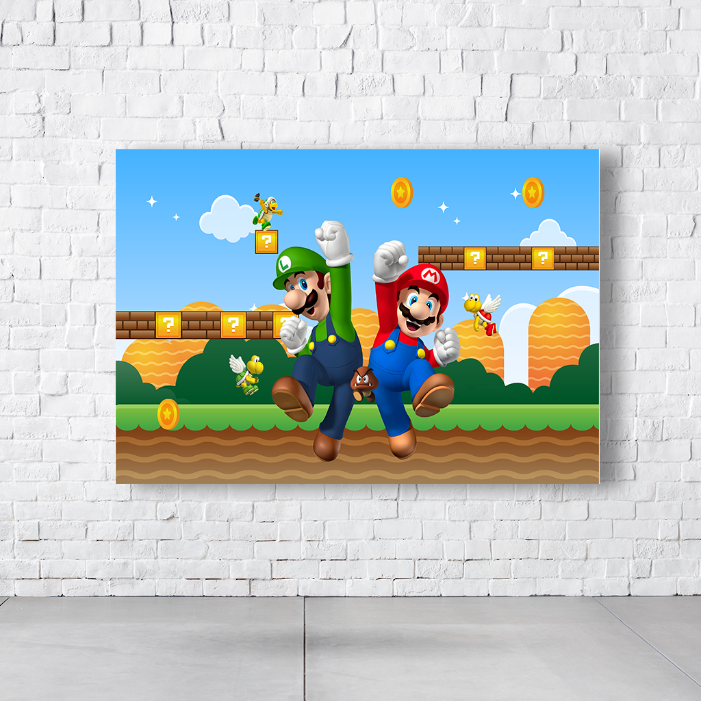 Painel Retangular Tema Super Mario Em Tecido Oxford 100% Poliéster