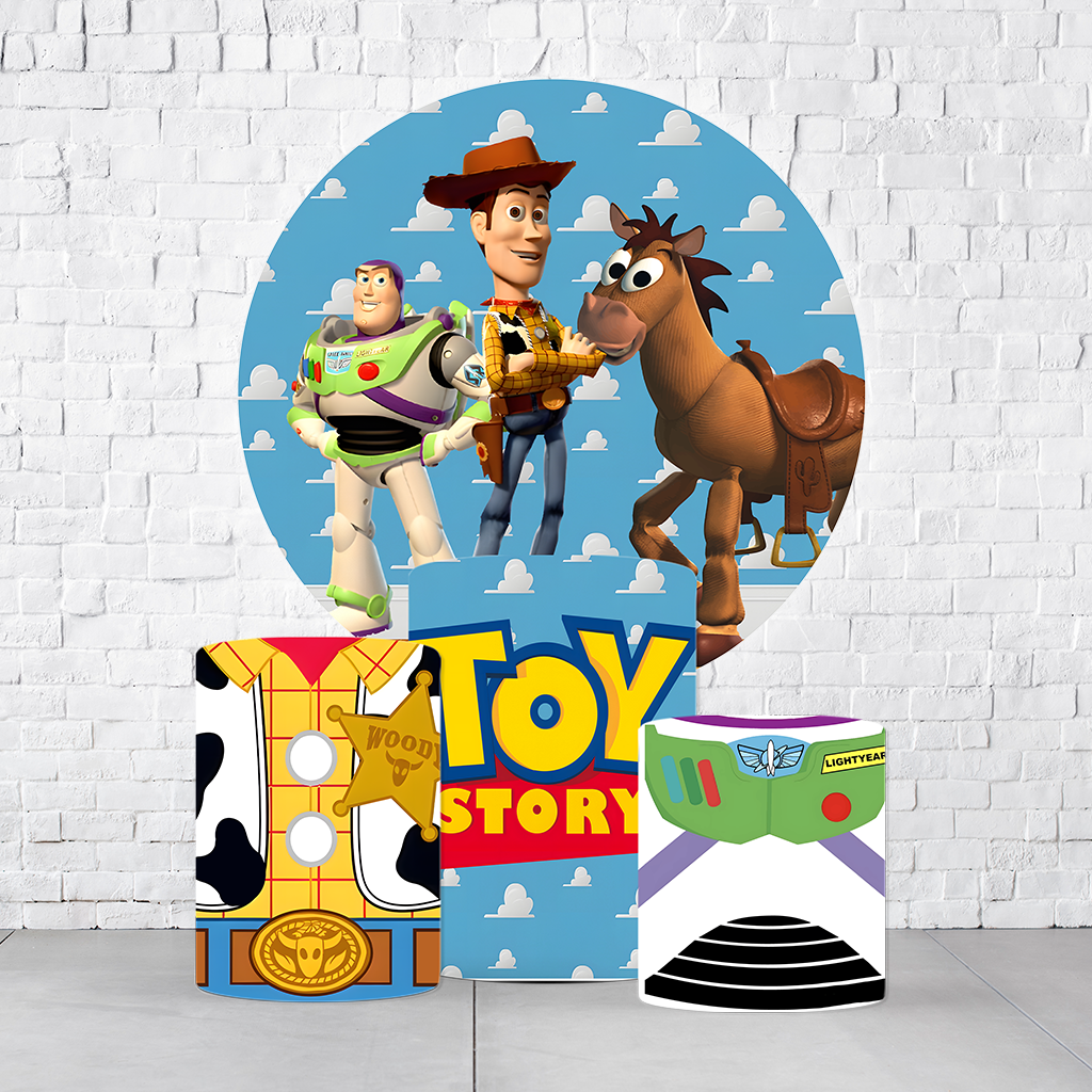 Kit Painel De Festa Toy Story + Trio De Cilindros Em Tecido  KITPAI441