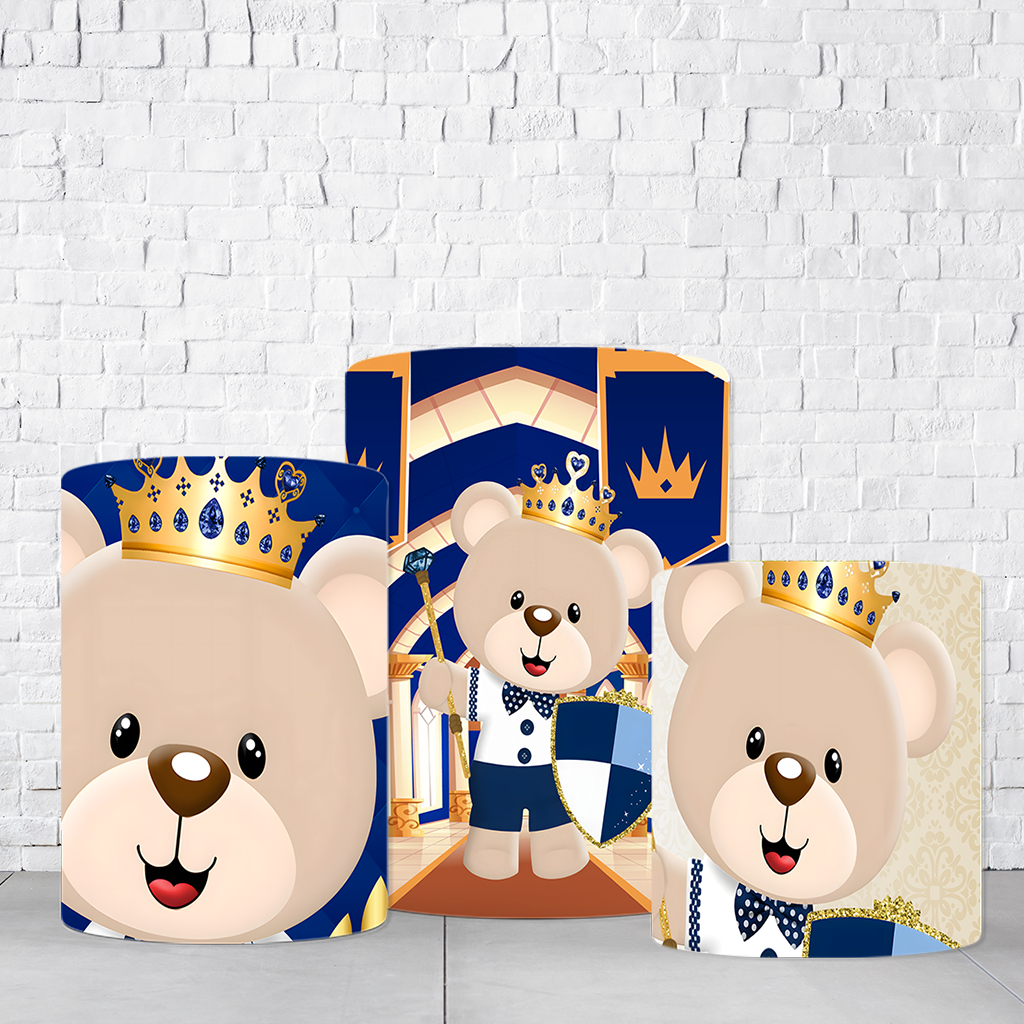 Trio de Cilindros Para Festas Ursinho Em Tecido Helanca C/Elástico