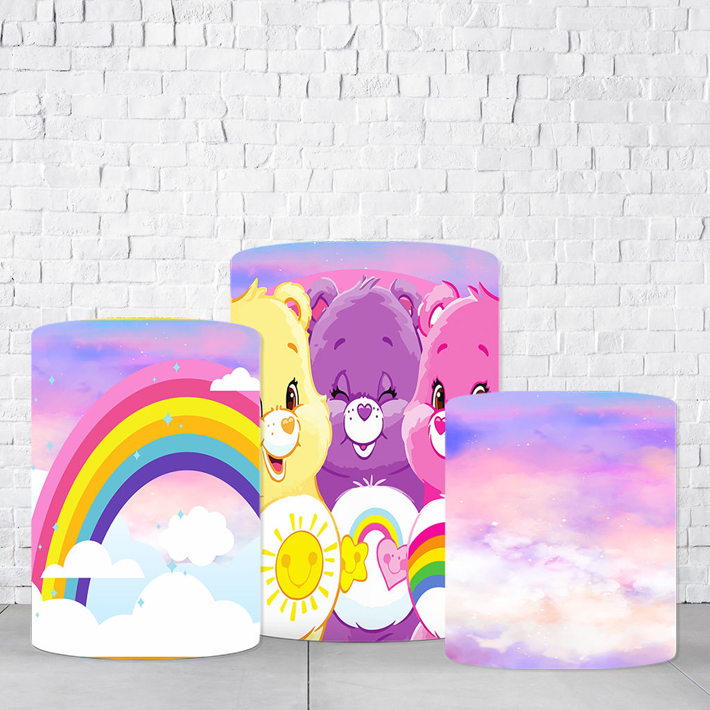 Trio de Cilindros Para Festas Ursinhos Carinhosos Em Tecido Helanca C/Elástico