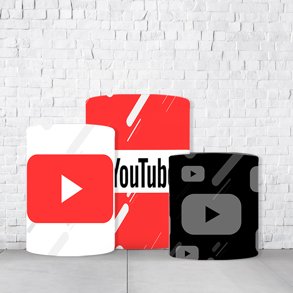 Trio de Cilindros Para Festas Youtube Em Tecido Helanca C/Elástico