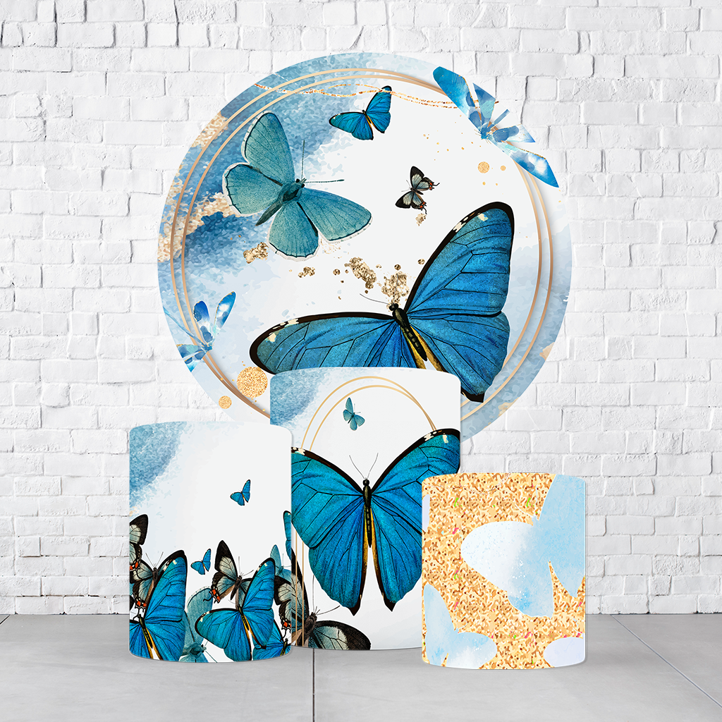 Kit Painel De Festa Borboleta + Trio De Cilindros Em Tecido - Imagem 1