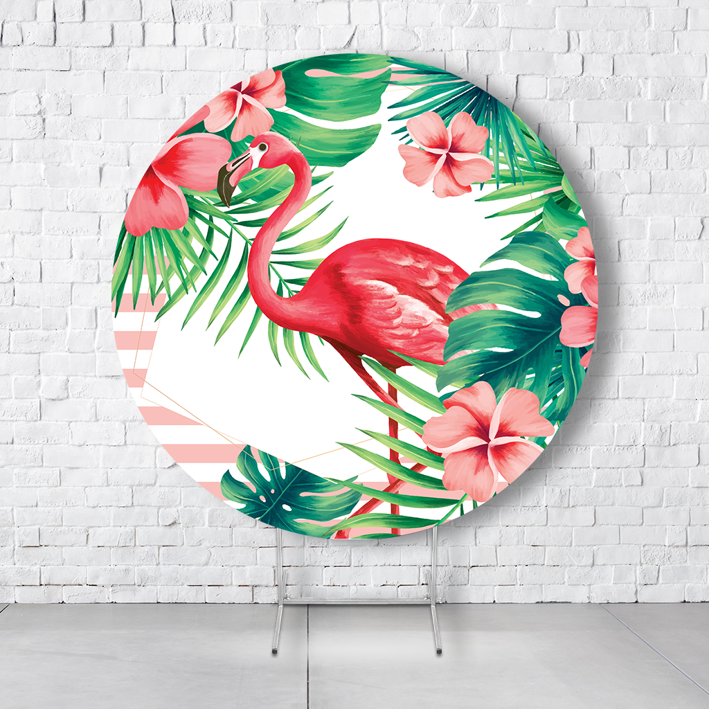 Painel De Festa Redondo Flamingo Em Tecido Helanca C/Elástico 1,50x1,50  PAINEL410