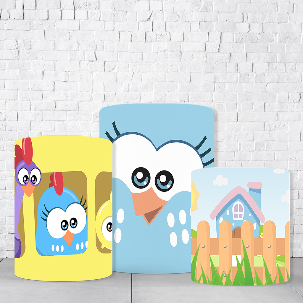 Trio de Cilindros Para Festas Galinha Pintadinha Em Tecido Helanca C/Elástico - Imagem 1