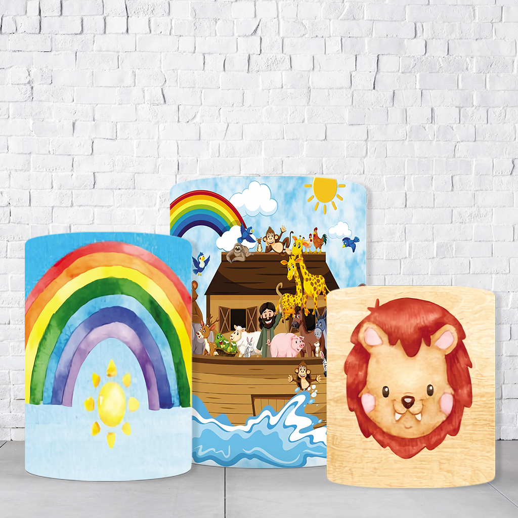 Trio de Cilindros Para Festas Arca De Noé Em Tecido Helanca C/Elástico