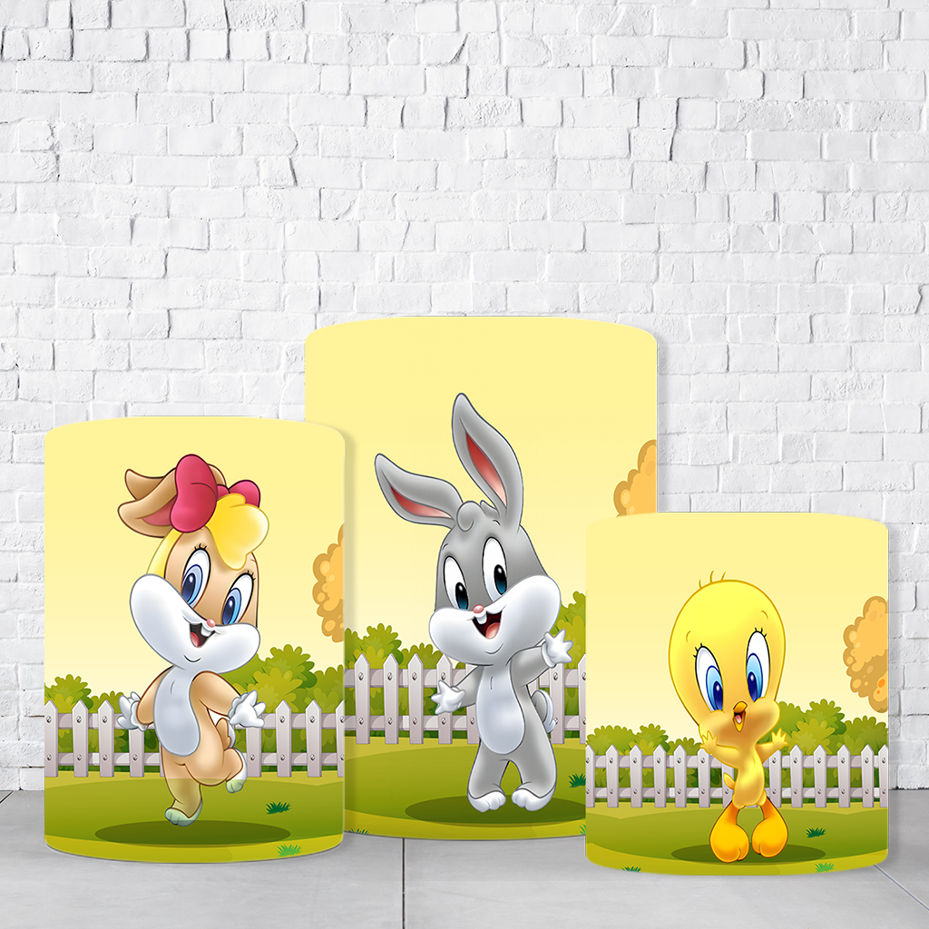 Trio de Cilindros Para Festas Looney Tunes Em Tecido Helanca C/Elástico