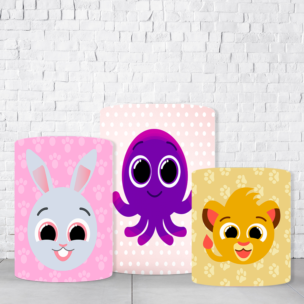 Trio de Cilindros Para Festas Bolofofos Em Tecido Helanca C/Elástico - Imagem 1