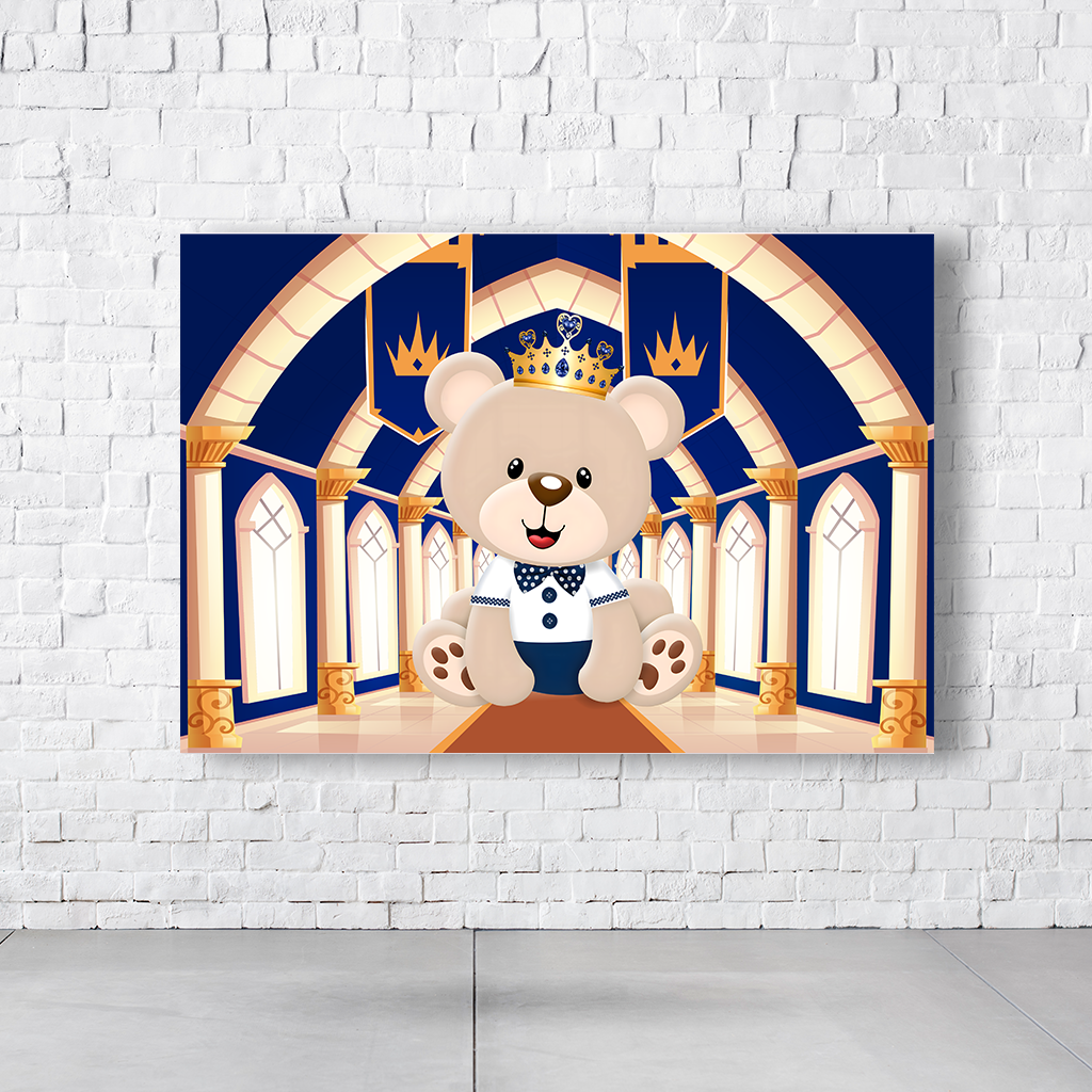 Painel Retangular Tema Ursinho Em Tecido Oxford 100% Poliéster