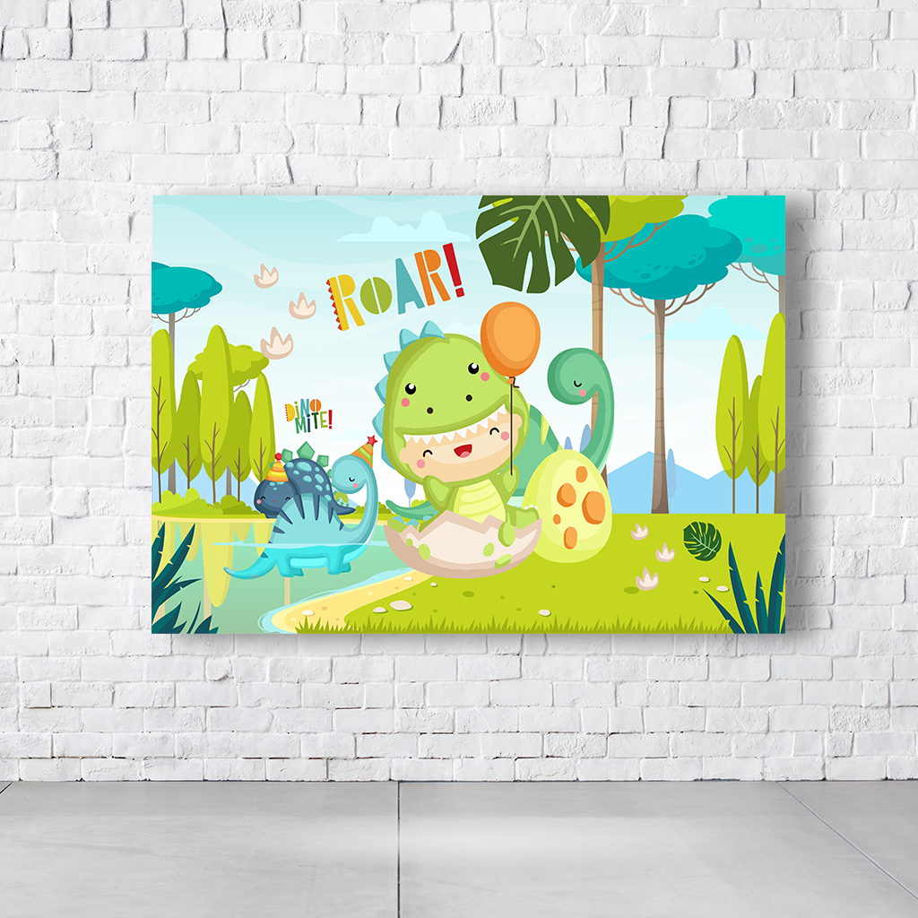 Painel Retangular Tema Dino Roar Em Tecido Oxford 100% Poliéster