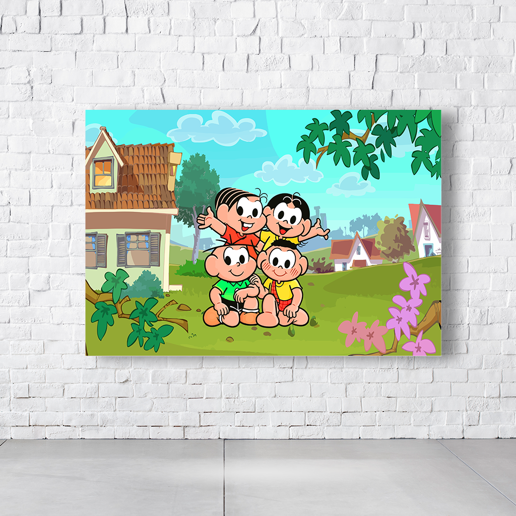 Painel Retangular Tema Turma Da Mônica Em Tecido Oxford 100% Poliéster - Imagem 1