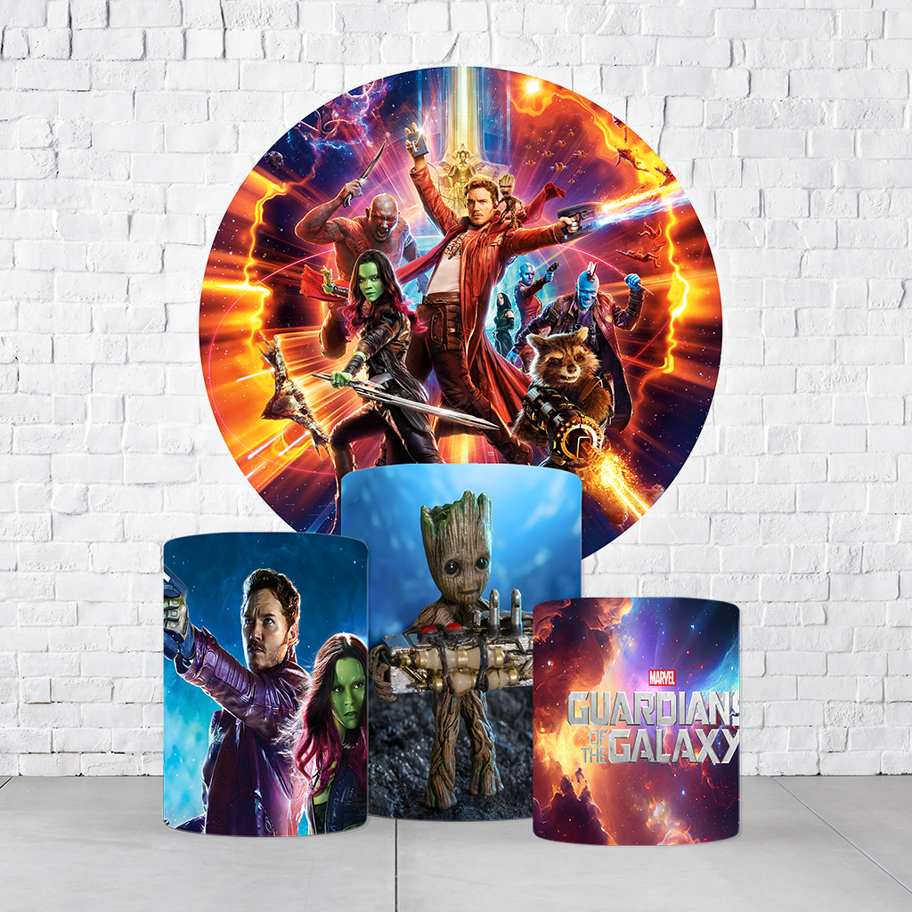 Kit Painel De Festa Guardiões Da Galáxia + Trio De Cilindros Em Tecido