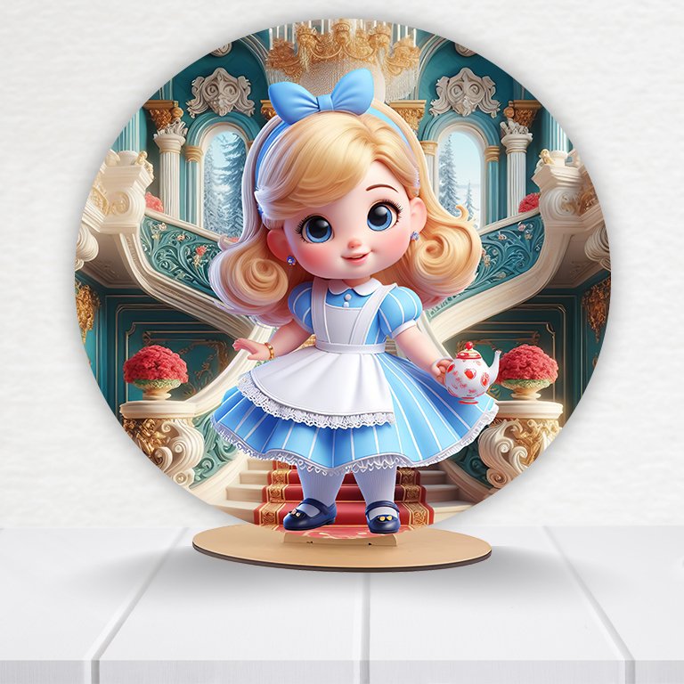Painel Redondo Alice No País Das Maravilhas 50x50cm - Imagem 7