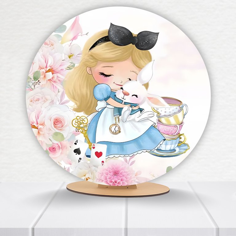 Painel Redondo Alice No País Das Maravilhas 50x50cm - Imagem 4
