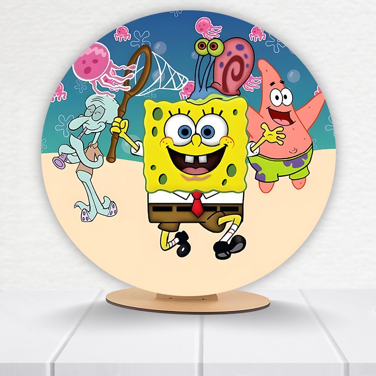 Painel Redondo Bob Esponja 50x50cm - Imagem 6