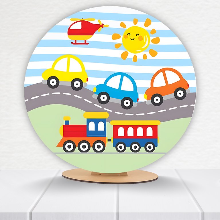 Painel Redondo Carrinhos 50x50cm - Imagem 6