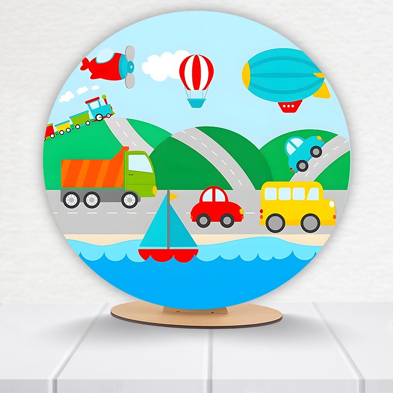 Painel Redondo Carrinhos 50x50cm - Imagem 5