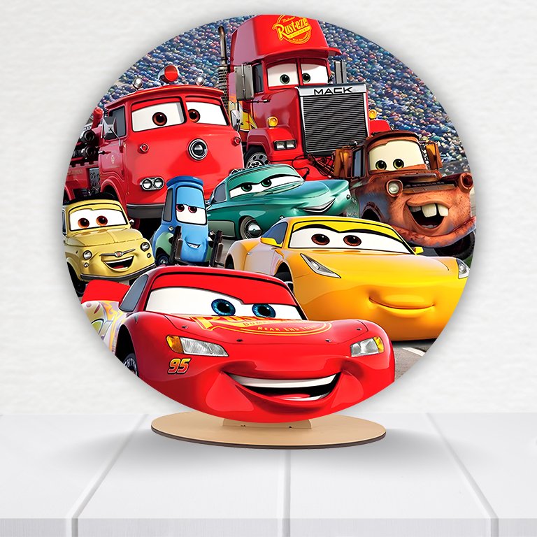 Painel Redondo Carros Pixar 50x50cm - Imagem 3